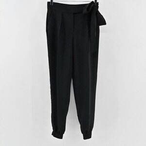 LK Bennett Womens Black Jogger Style Dress Pants‎ Size 8 Tie Waist Quiet Luxury